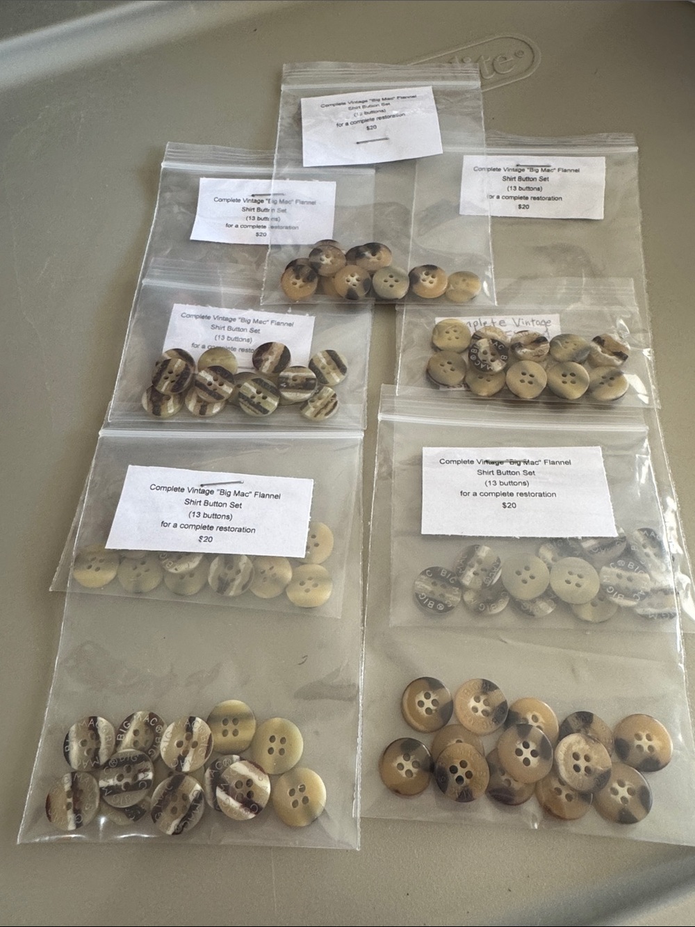Vintage Big Mac Beige & Brown Button Assortment - Package of Thirteen